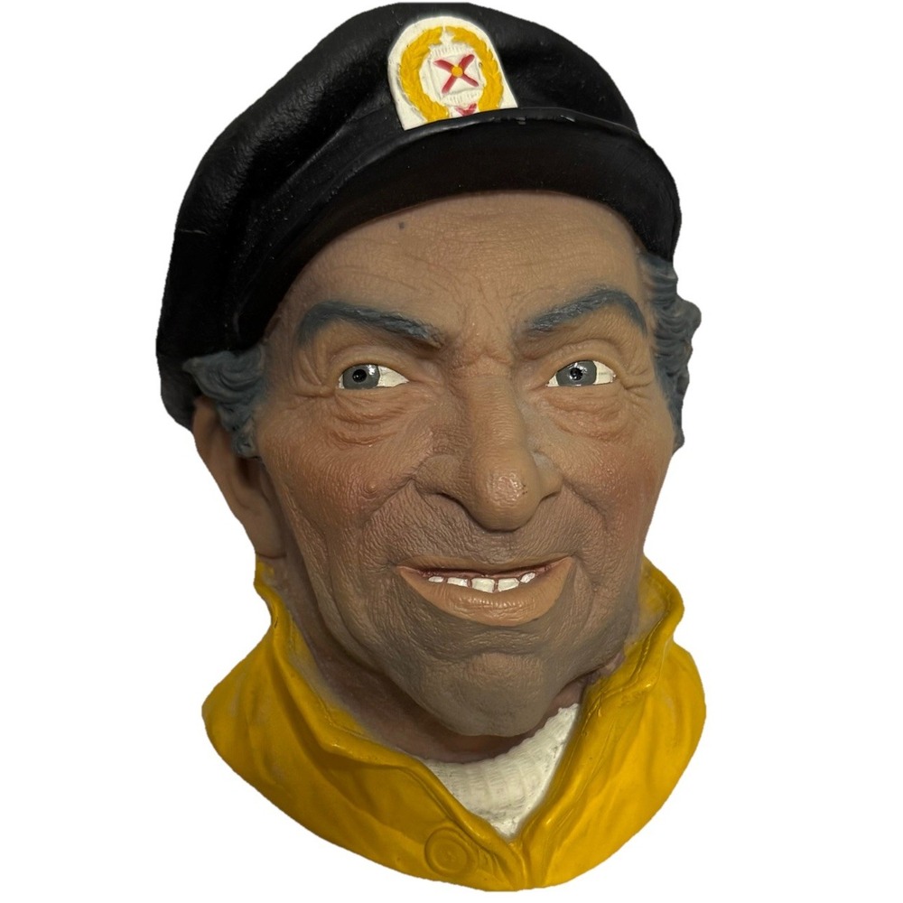 Fisherman Black Hat Yellow Coat  Chalkware Head Made In England 1980s Vintage‎